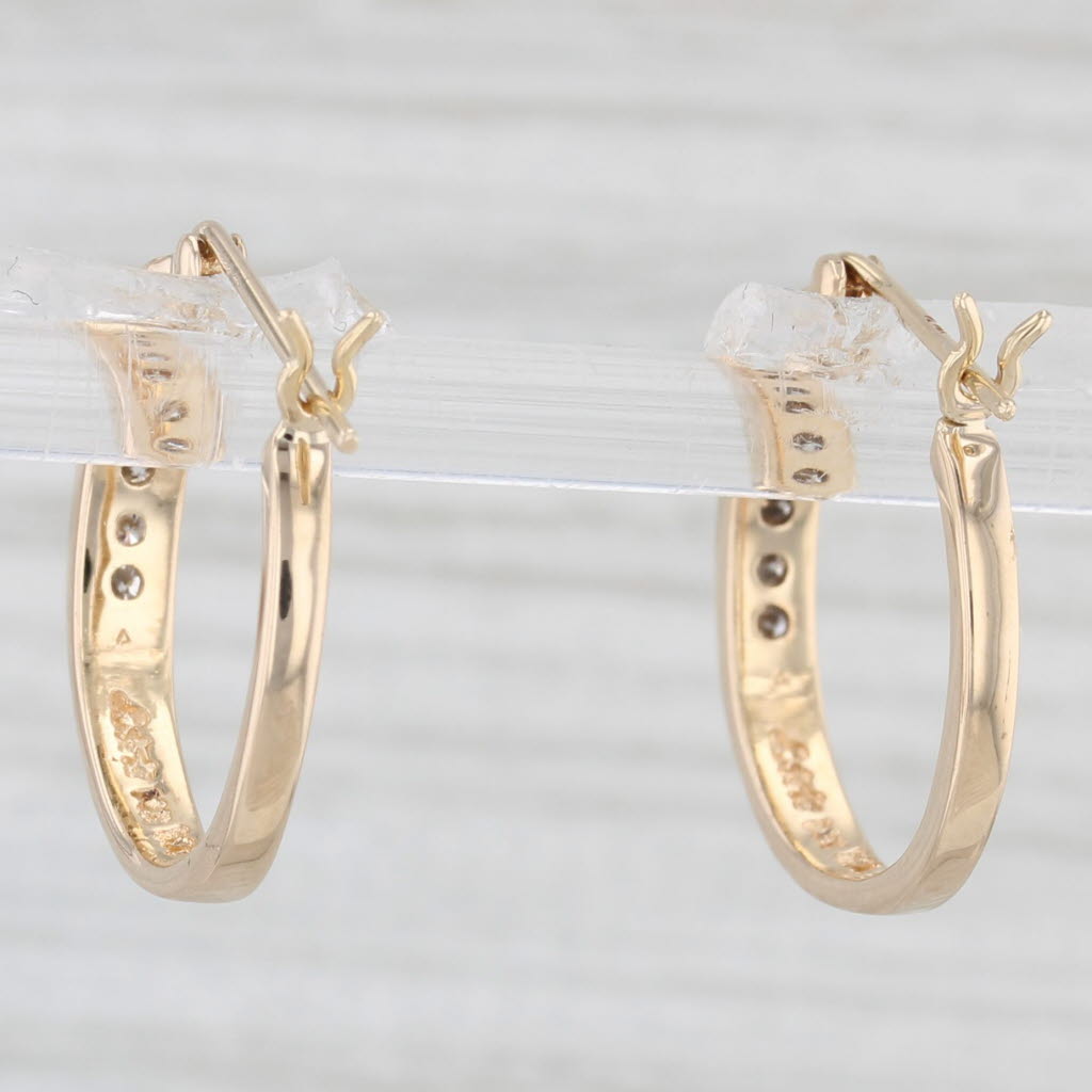 Light Gray 0.20ctw Diamond 14k Yellow Gold Channel Set Snap Top Round Hoop Earrings