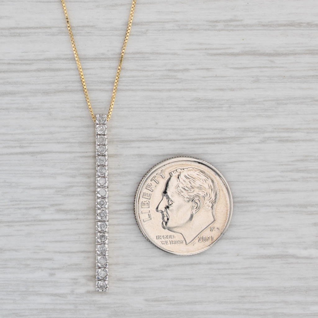 Gray 0.25ctw Diamond Journey Pendant 10k Yellow Gold 18.75" Box Chain