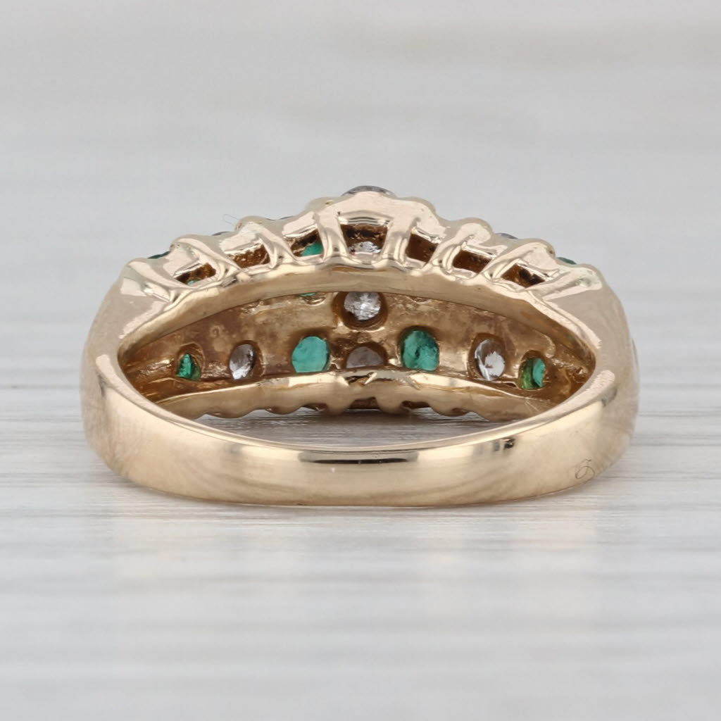 1.02ctw Emerald Diamond Tiered Rooftop Ring 14k Yellow Gold Size 4.25