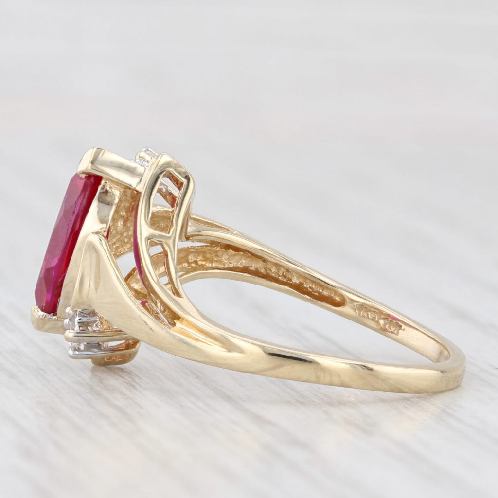 Light Gray 1.40ct Marquise Lab Created Ruby Diamond Ring 10k Yellow Gold Size 7