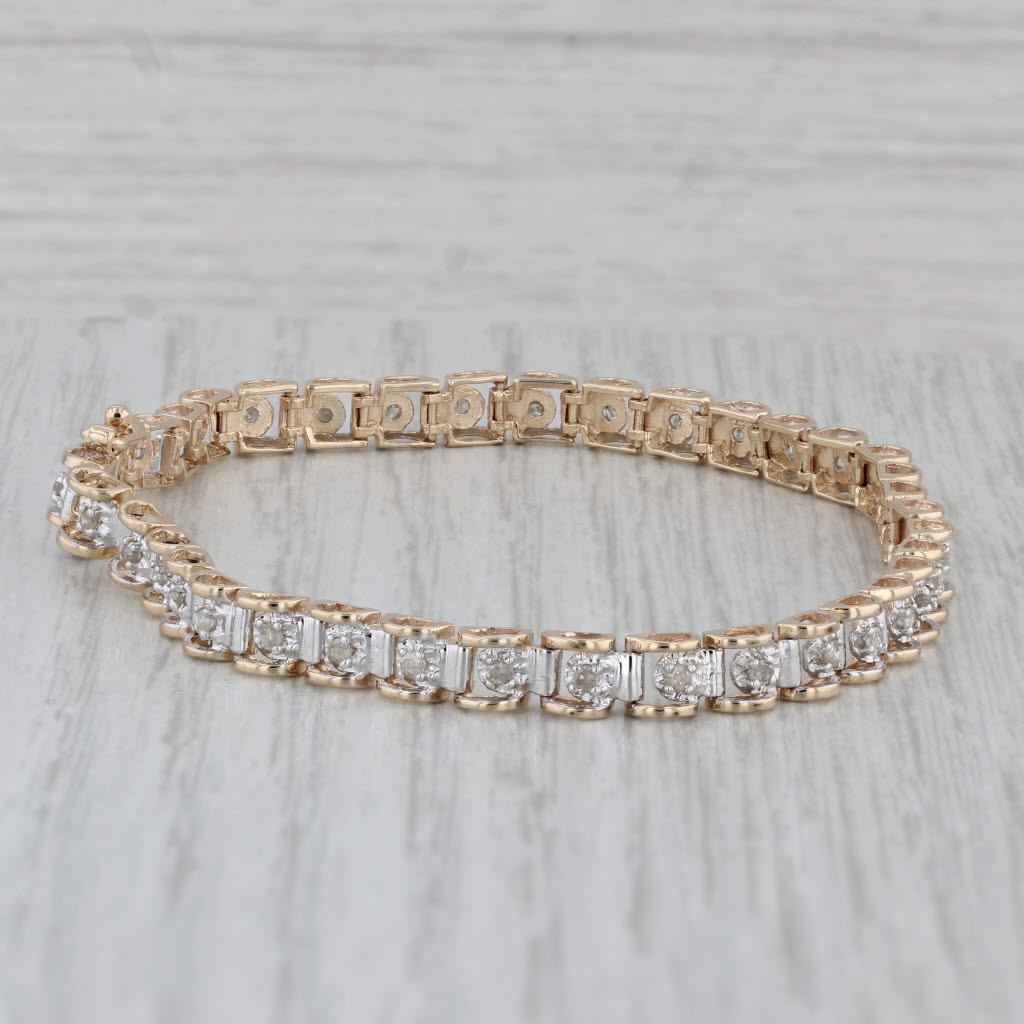 Gray 0.33ctw Diamond Tennis Bracelet 10k Yellow Gold 7" 4.4mm
