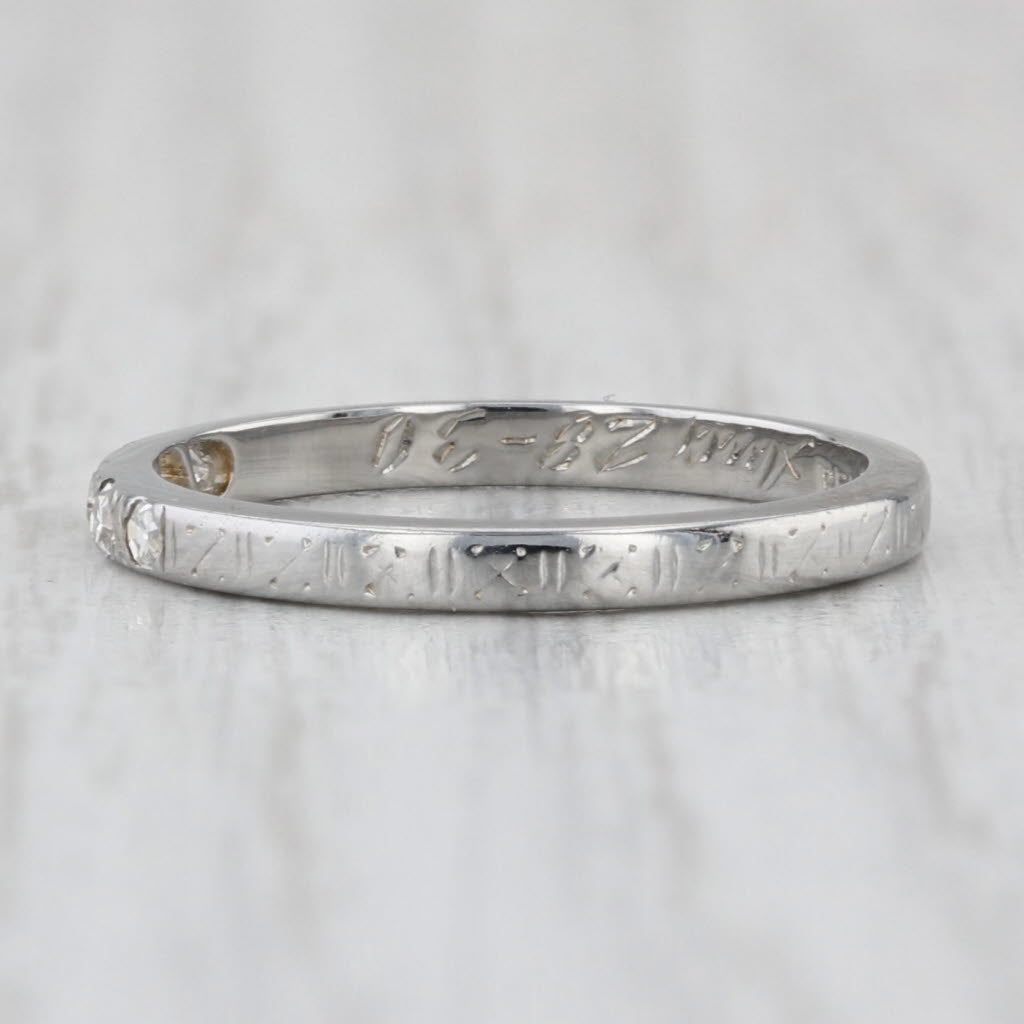 Antique Belais Diamond Wedding Band 18k White Gold Size 6 Stackable Ring