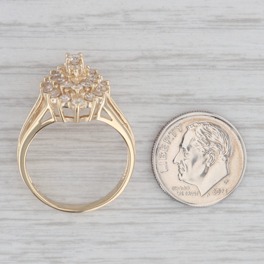 Gray 1.25ctw Diamond Cluster Ring 14k Yellow Gold Size 8.75 Cocktail