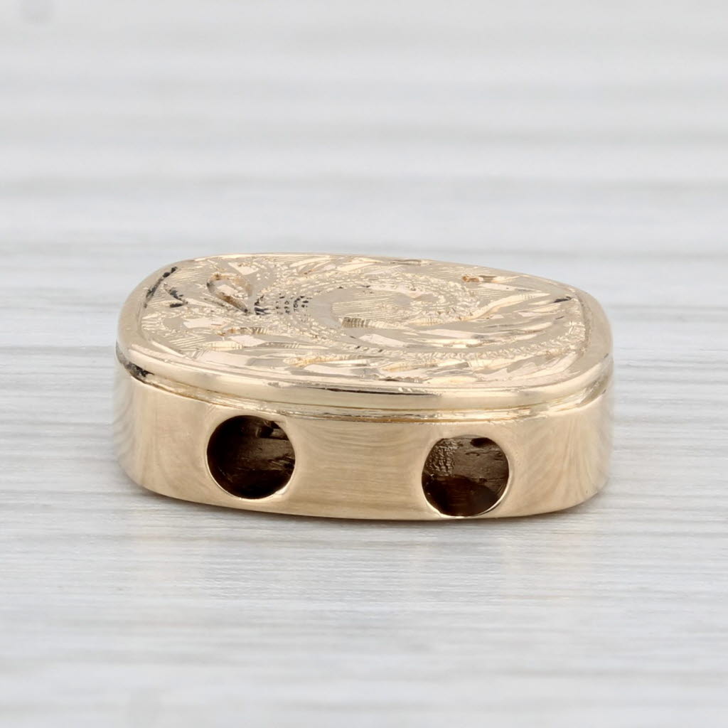Light Gray Vintage Richard Klein Slide Bracelet Charm 14k Yellow Gold Ornate Floral