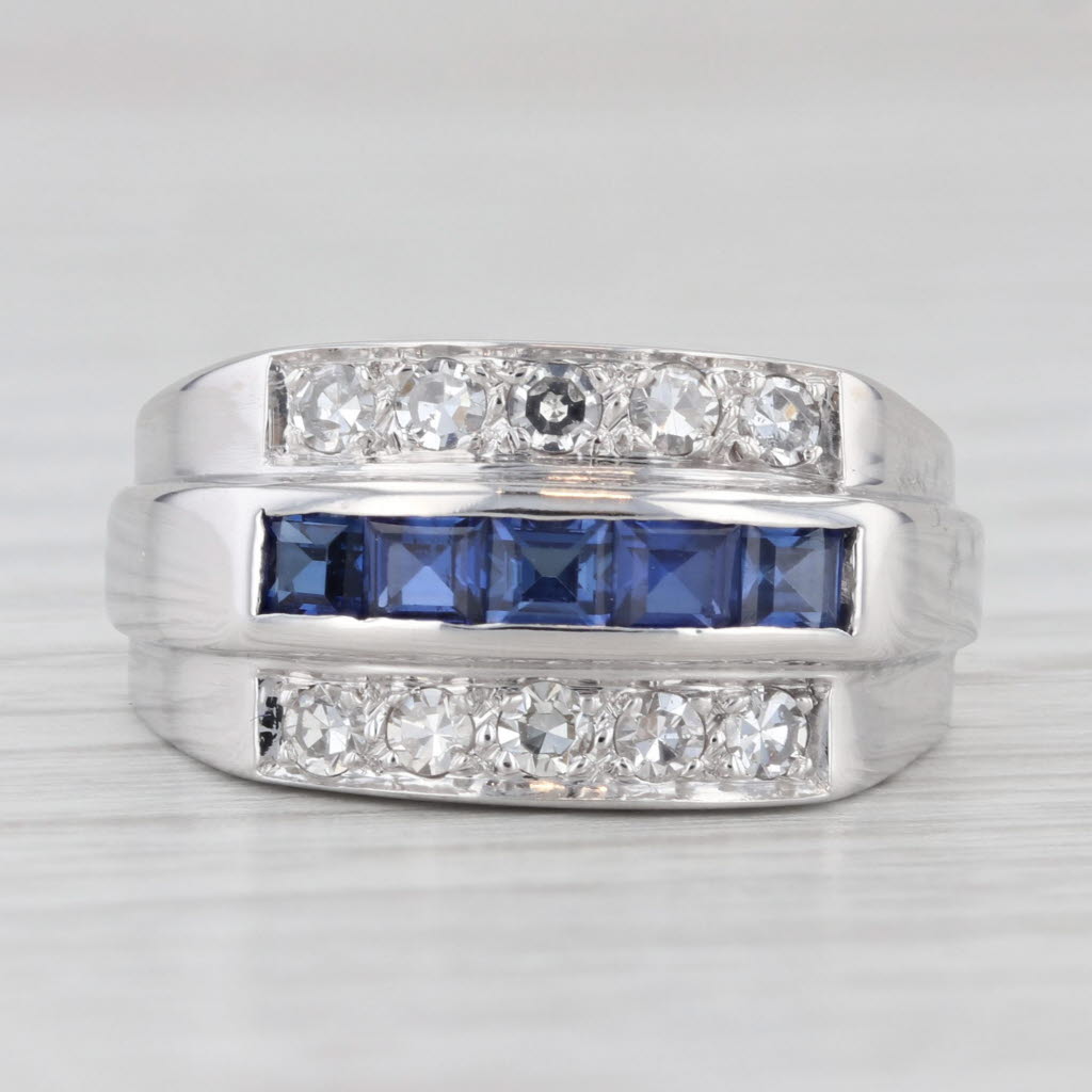 Light Gray 0.80ctw Lab Created Sapphire Diamond Ring Wedding Band 14k White Gold Size 6.75