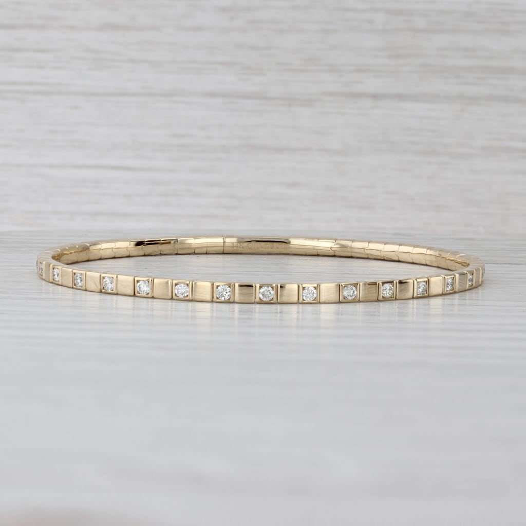 New 0.88ctw Diamond Flexible Bangle Bracelet 14k Yellow Gold 6.5" 2.6mm