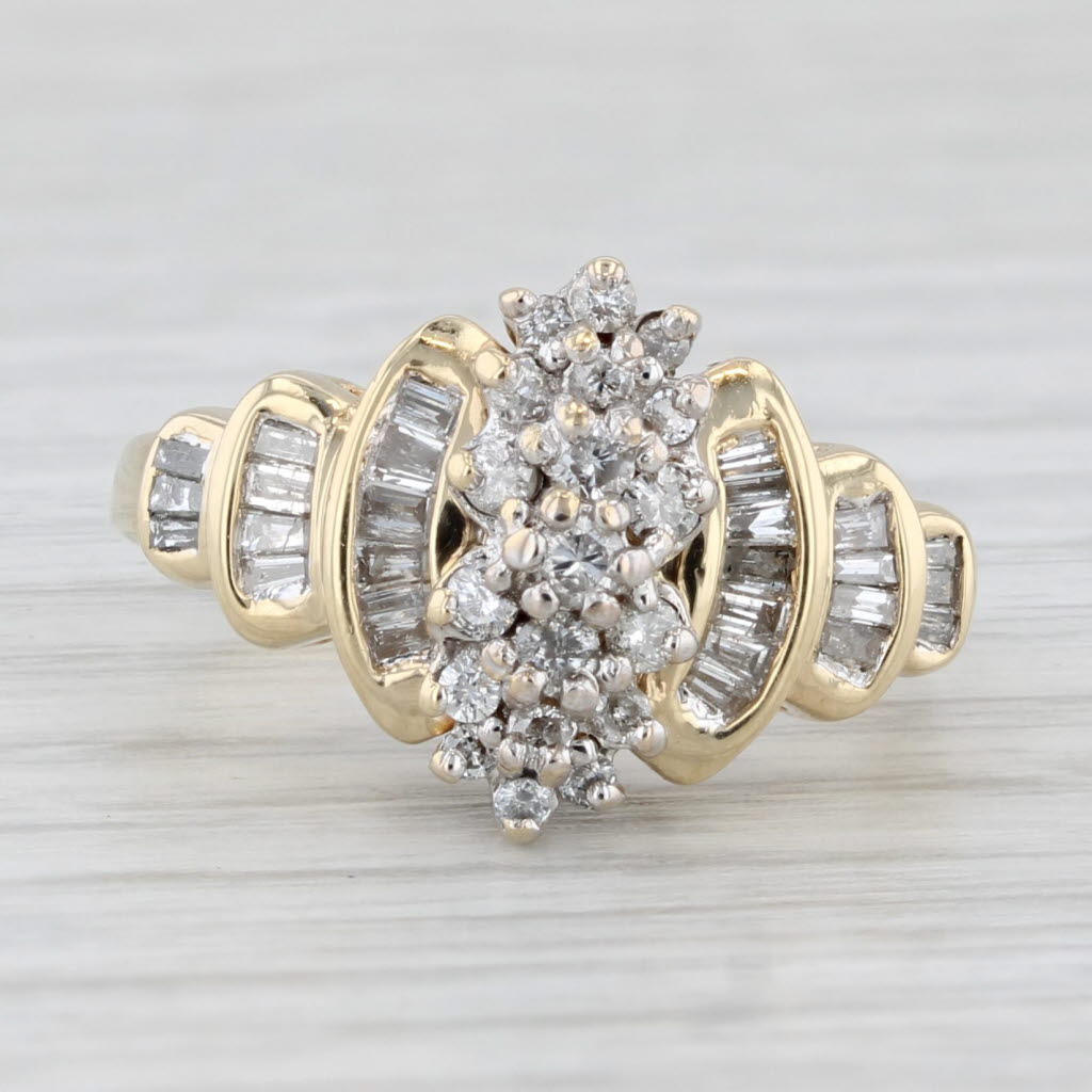 Light Gray 0.53ctw Diamond Cluster Ring 10k Yellow Gold Size 5