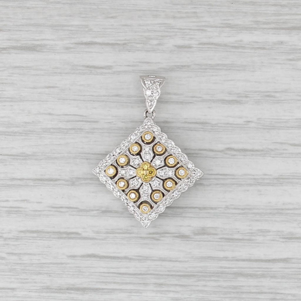 0.37ctw Diamond Ornate Pendant 18k White Yellow Gold Openwork Diffurser
