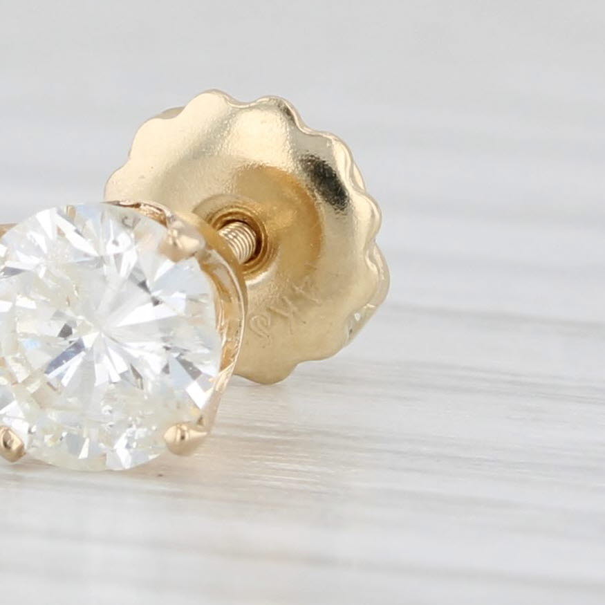 Light Gray 0.51ctw Diamond Single Stud Earring 14k Yellow Gold Round Solitaire