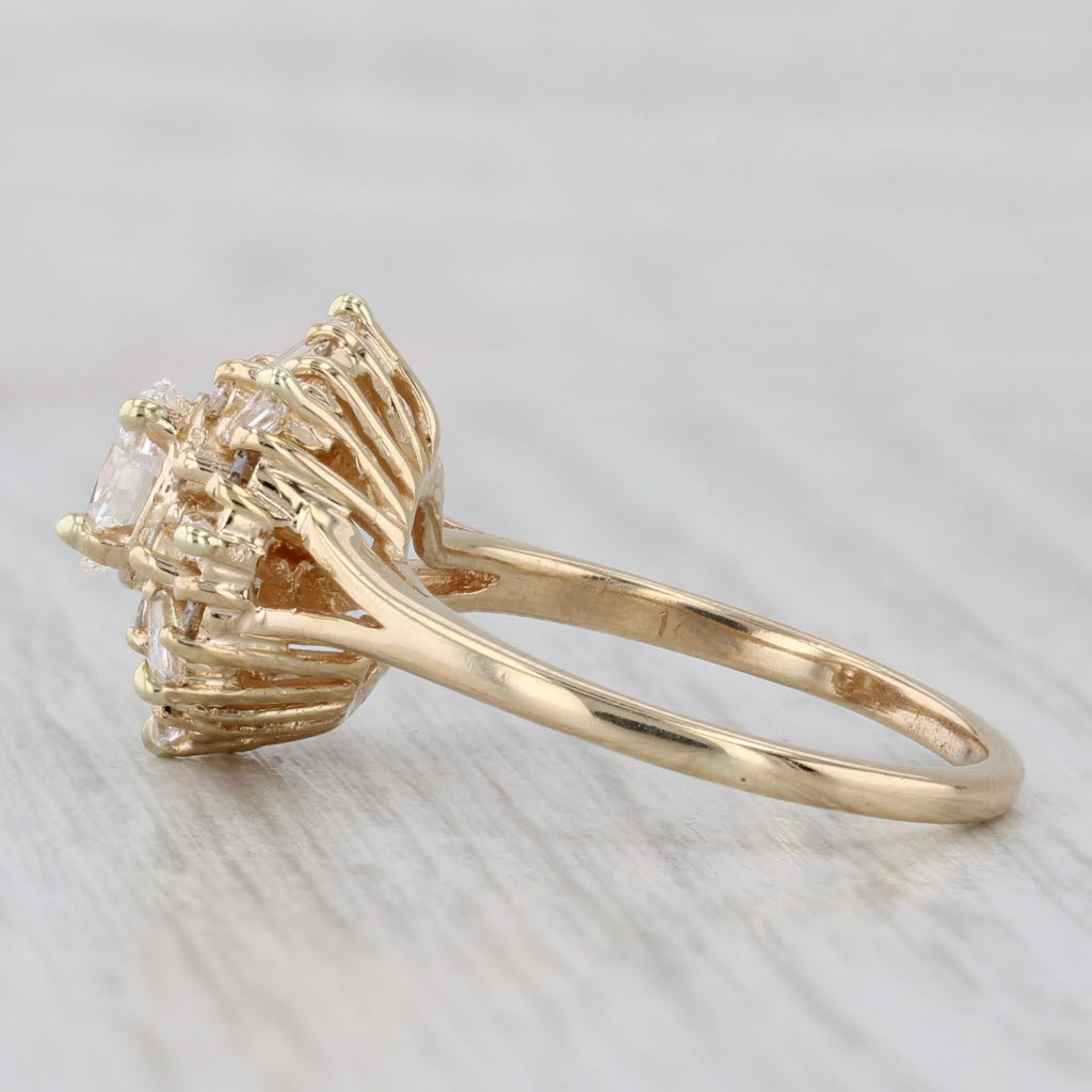 Light Gray 1.46ctw Oval Diamond Halo Engagement Ring 14k Yellow Gold Size 7