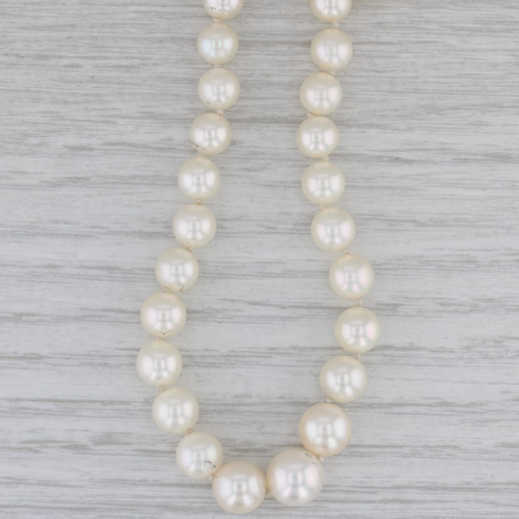 Gray Graduated Cultured Pearl Single Bead Strand Necklace 14k Yellow Gold 24"