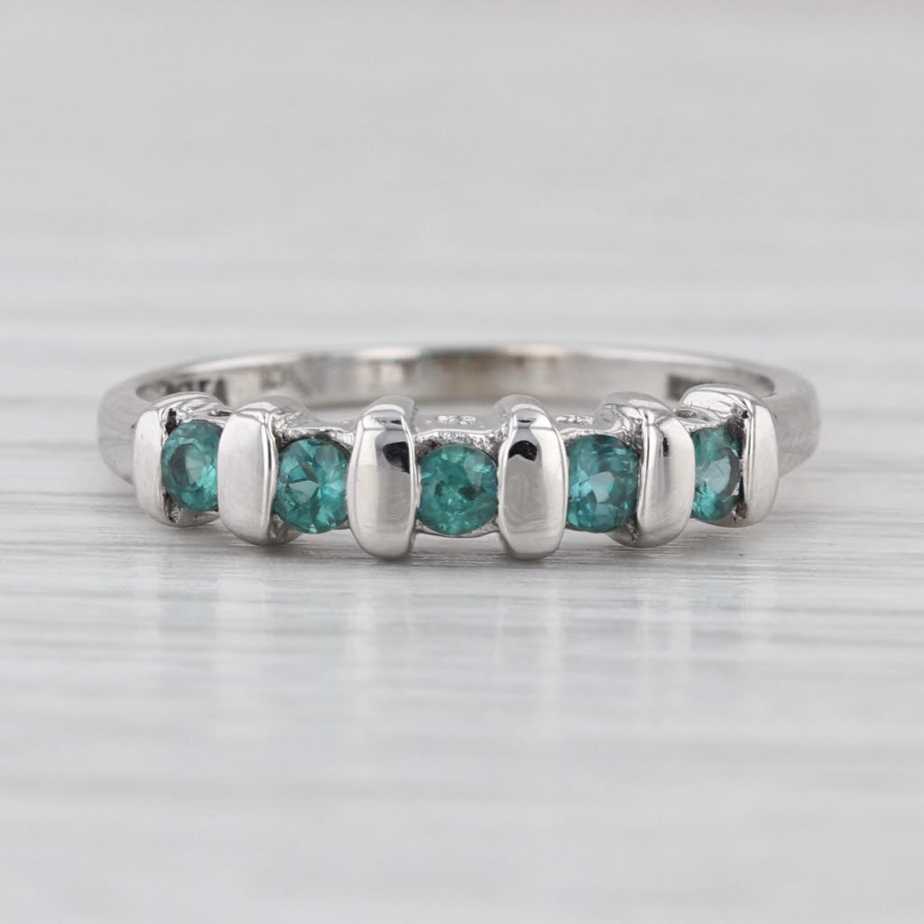 0.30ctw Blue Alexandrite Ring 14k White Gold Size 7 Stackable Wedding Band