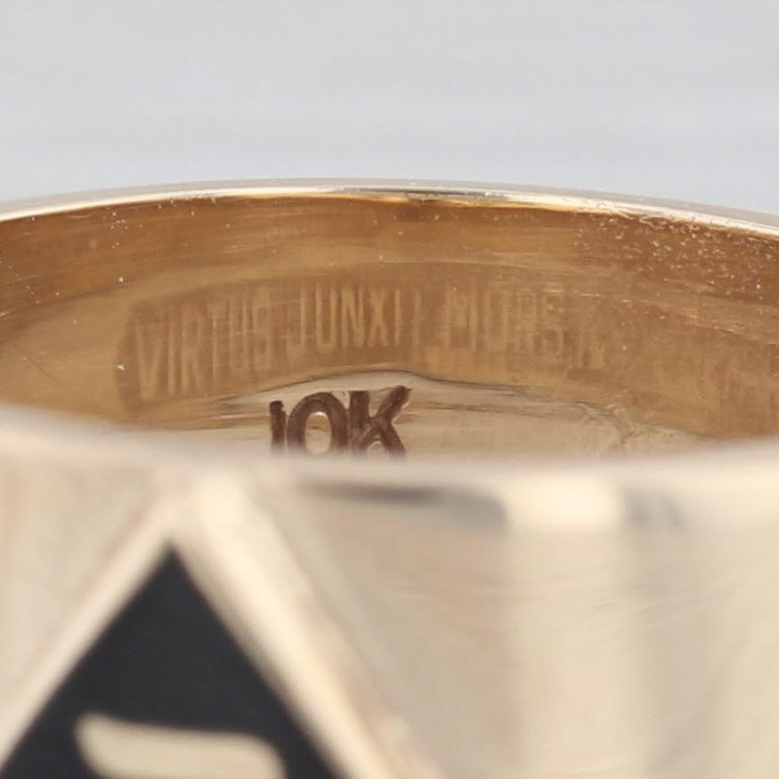 Light Gray Raised 14th Degree Yod Signet Ring 10k Yellow Gold Masonic Scottish Rite Band