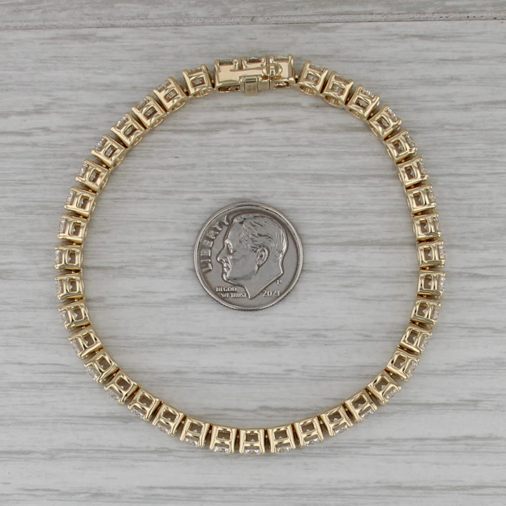 New Lab Grown Diamond Tennis Bracelet 14k Yellow Gold 6.75" 4.3mm