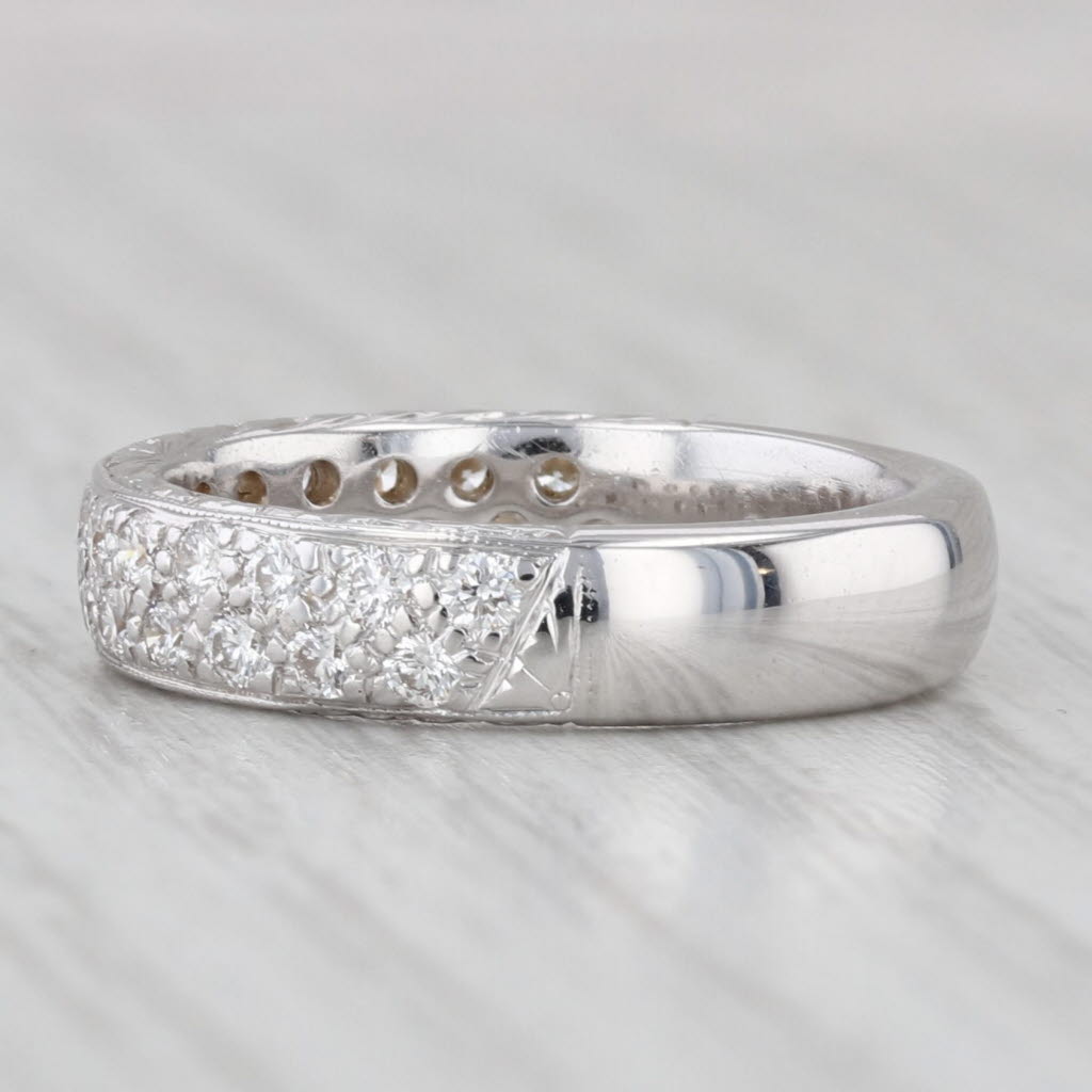 Light Gray 0.56ctw Diamond Wedding Anniversary Ring 18k White Gold Size 6 Band