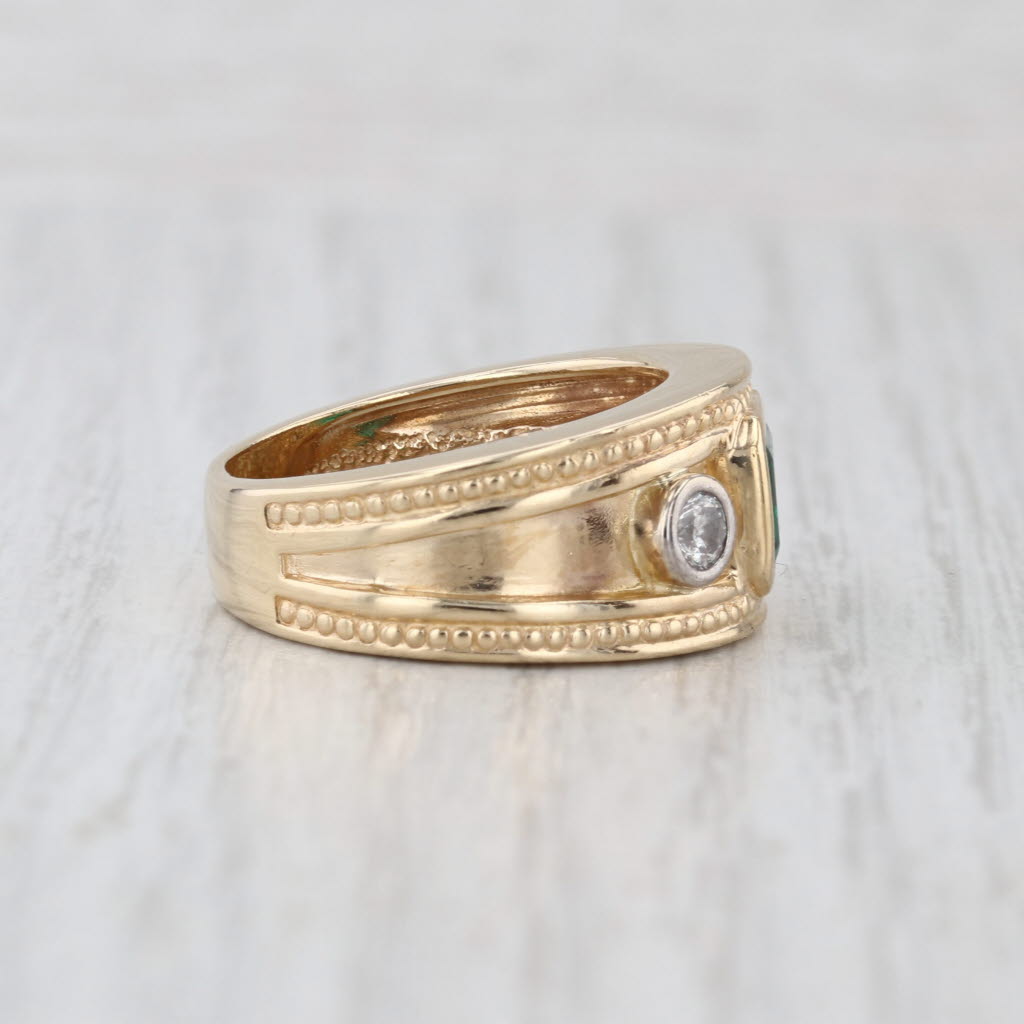 1.94ctw Lab Created Emerald Diamond Ring 14k Yellow Gold Size 7.5 Man's