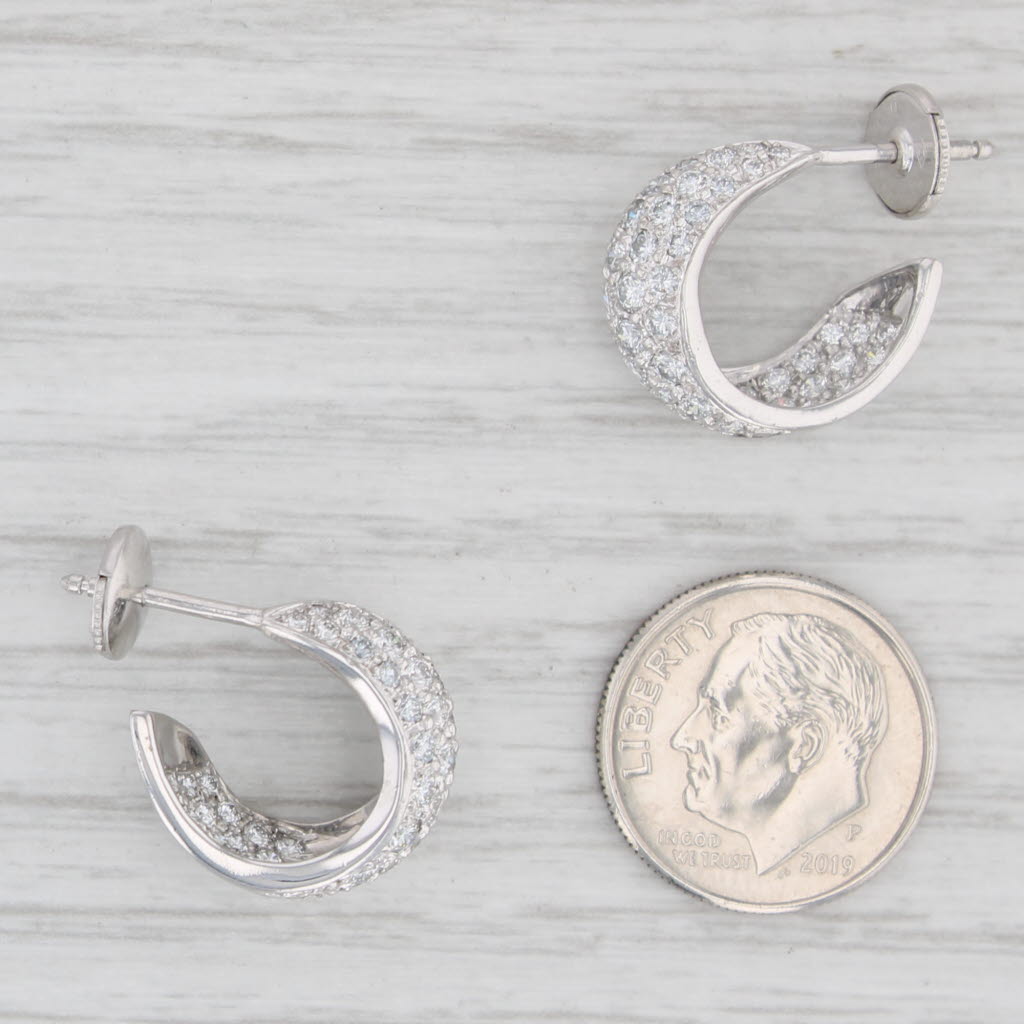 Light Gray New 2ctw VS Inside Out Diamond Hoop Earrings 950 Platinum Pierced Screw Backs