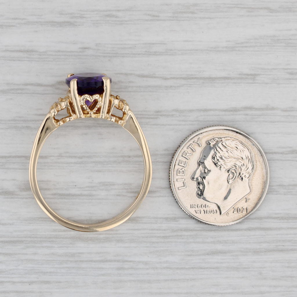 Gray 2.57ctw Oval Amethyst Diamond Ring 10k Yellow Gold Size 9