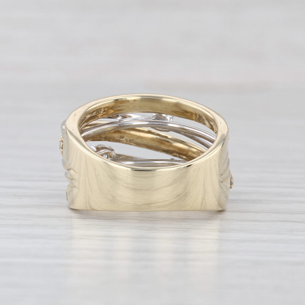 0.90ctw Diamond Multiband Ring 10k White Yellow Gold Size 7 Cocktail