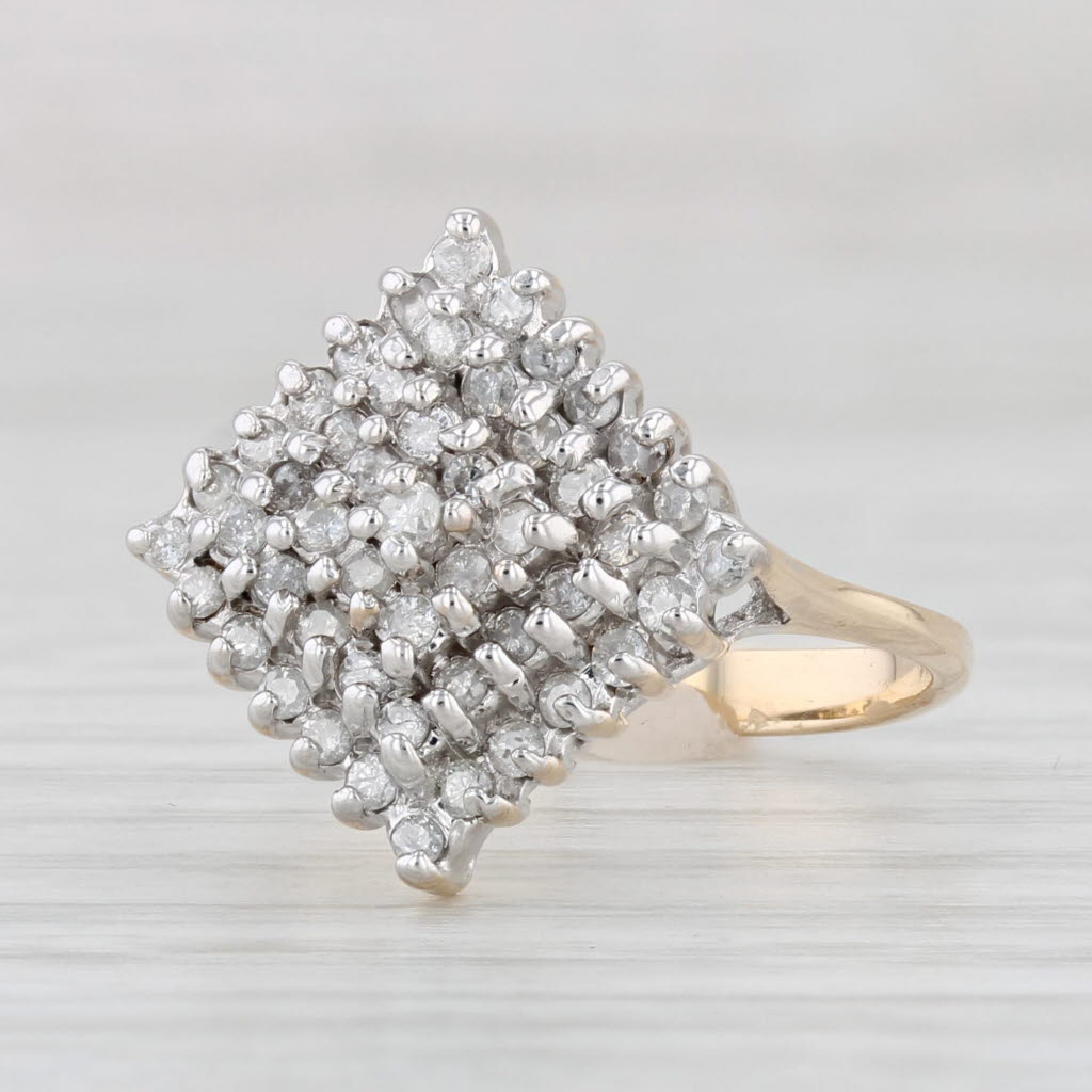Light Gray 0.35ctw Diamond Cluster Ring 14k Yellow Gold Size 6.75