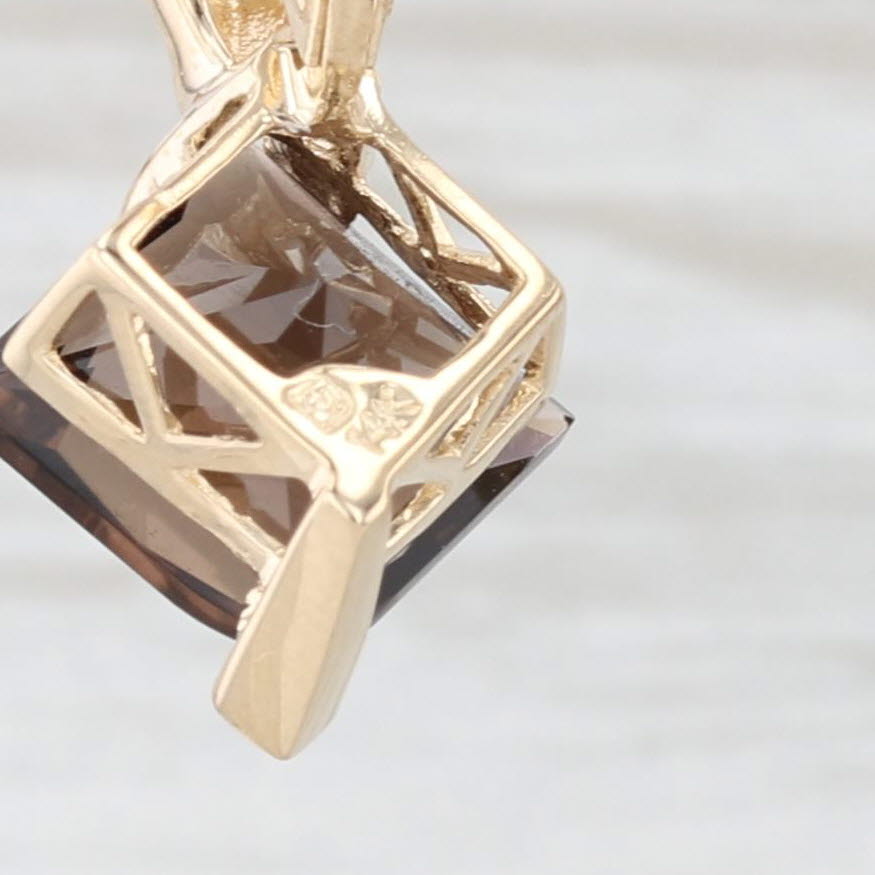 Light Gray 6.40ctw Smoky Quartz Dangle Earrings 14k Yellow Gold Lever Backs