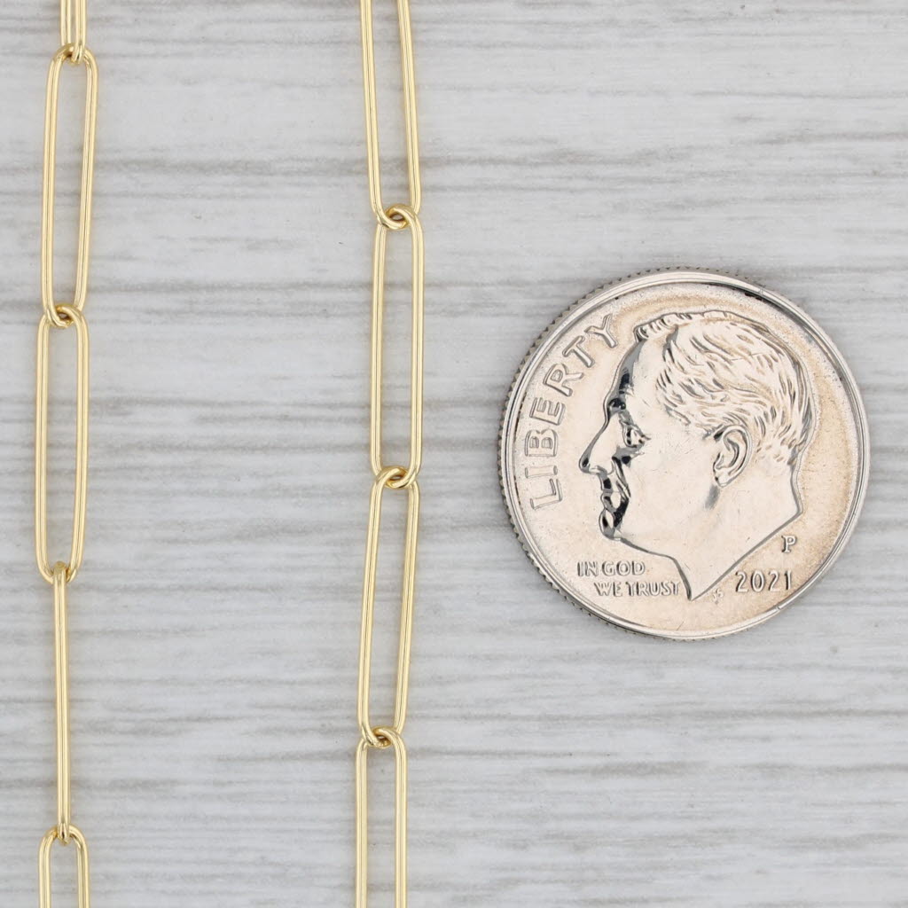 Gray New Petite Paper Clip Chain Necklace 14k Yellow Gold 18" 2.8mm