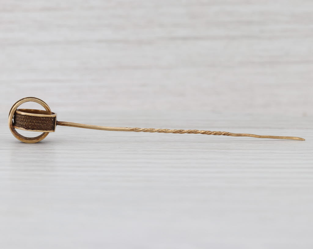 Victorian Linked Circles Stickpin 12k -17k Yellow Gold Antique Pin