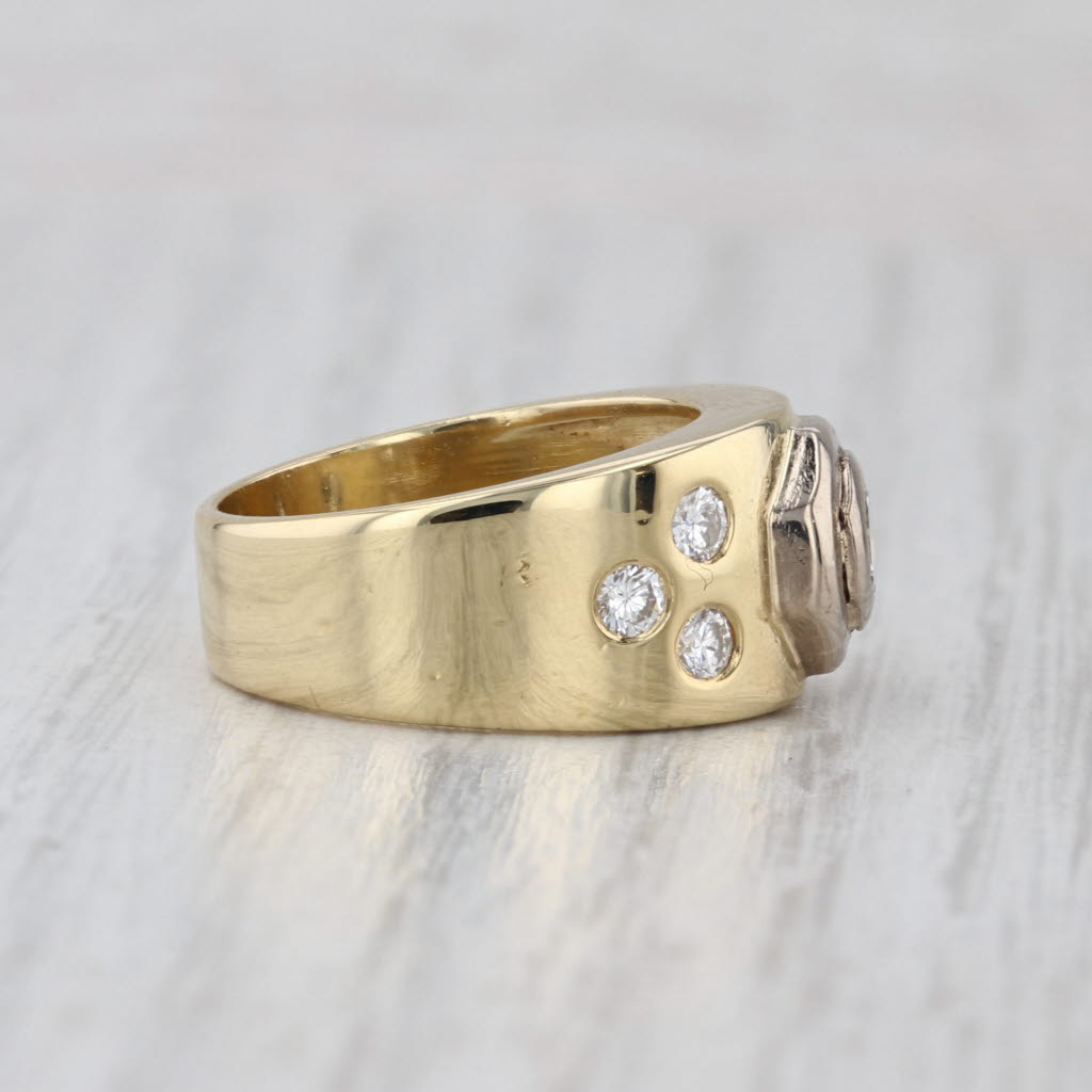 0.66ctw Diamond Dots Ring 18k Yellow Gold Size 5.75 Wide Band Engagement