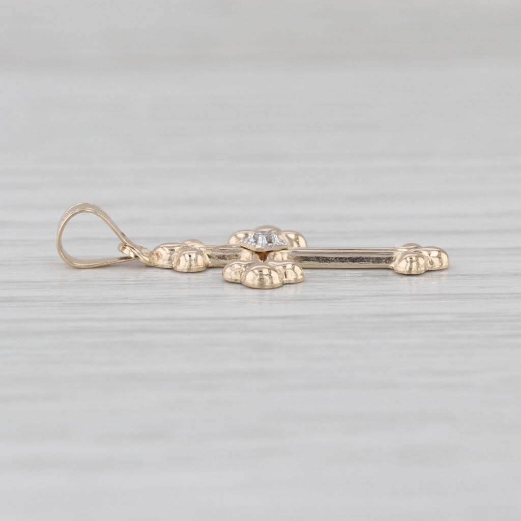 New Diamond Accented Cross Pendant 14k Yellow Gold