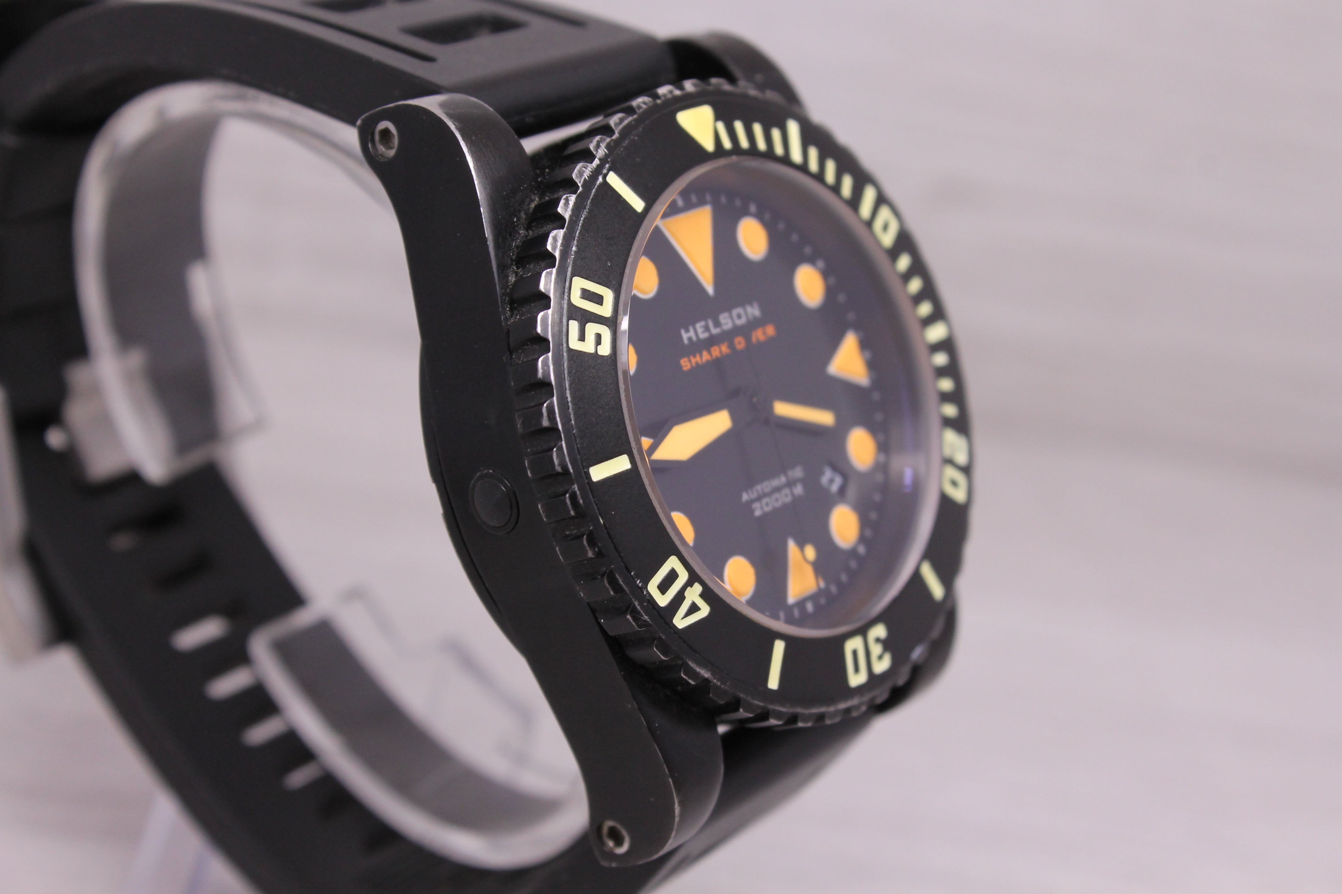 Gray Helson Sharkdiver 2000m 45mm Black PVD Mens Automatic Divers Watch w/ Bracelet