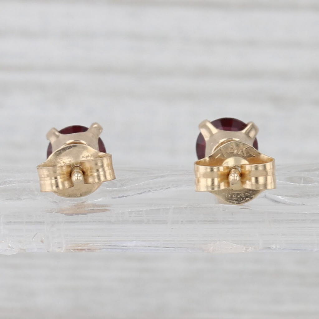 0.70ctw Round Garnet Stud Earrings 14k Yellow Gold Solitaire Studs