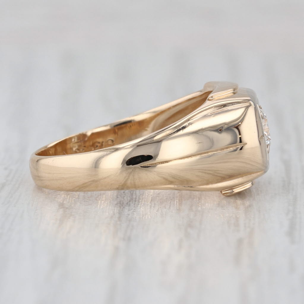 Vintage 0.35ct VS2 Diamond Solitaire Ring 14k Yellow Gold Men's