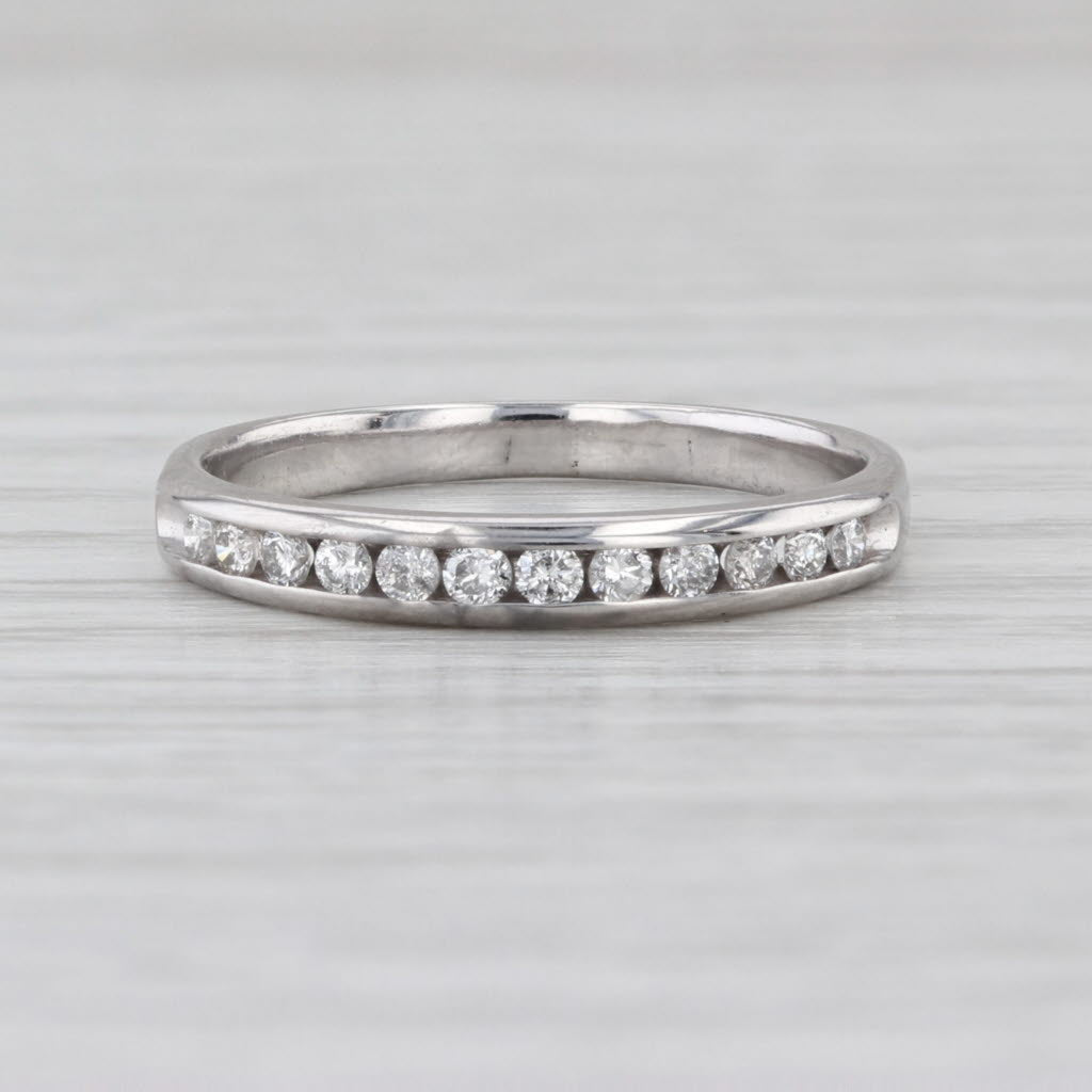 0.24ctw Channel Set Diamond Wedding Band 14k White Gold Size 7.5 Stackable Ring