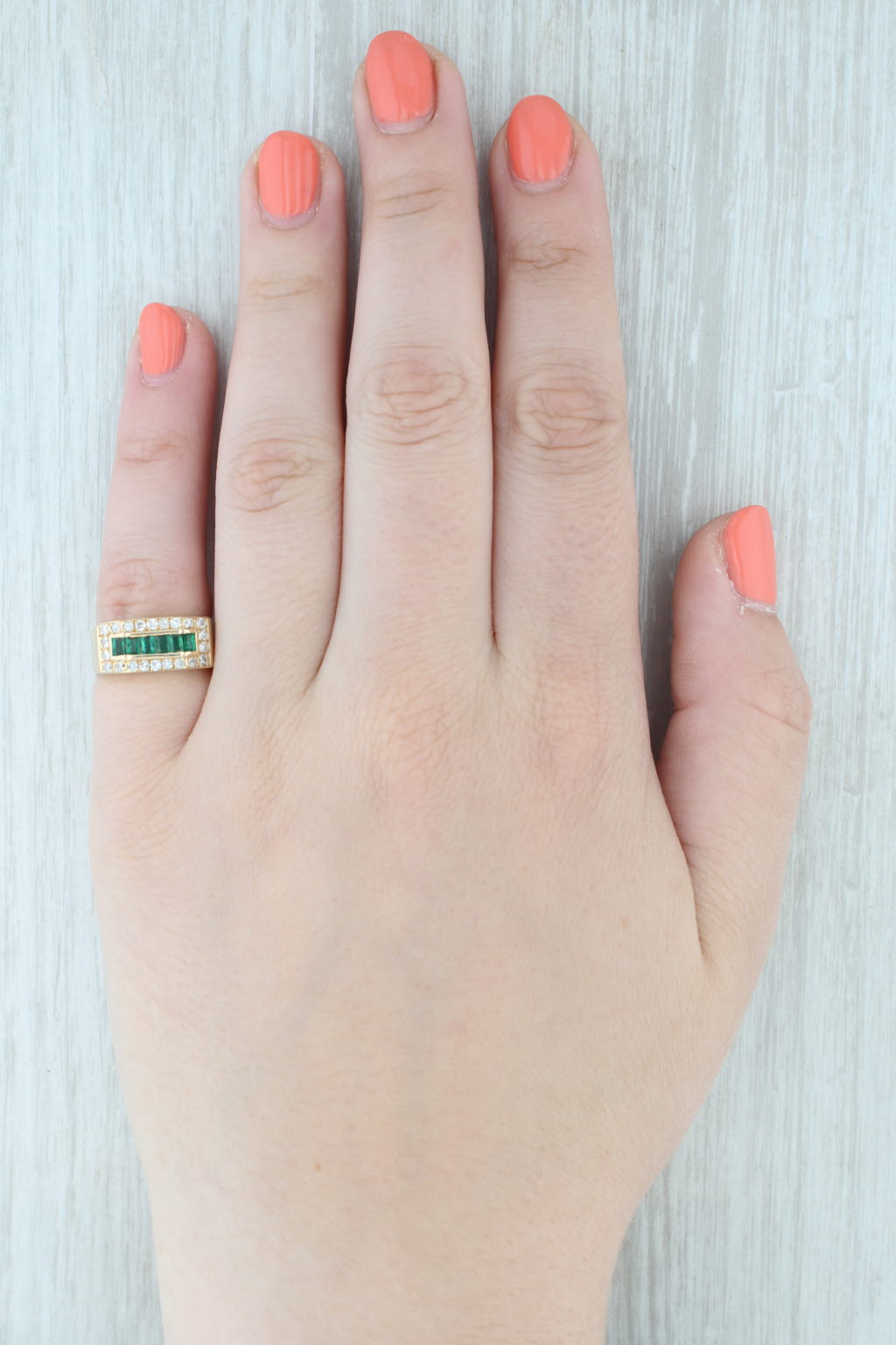 0.75ctw Emerald Diamond Ring 14k Yellow Gold Size 5.75