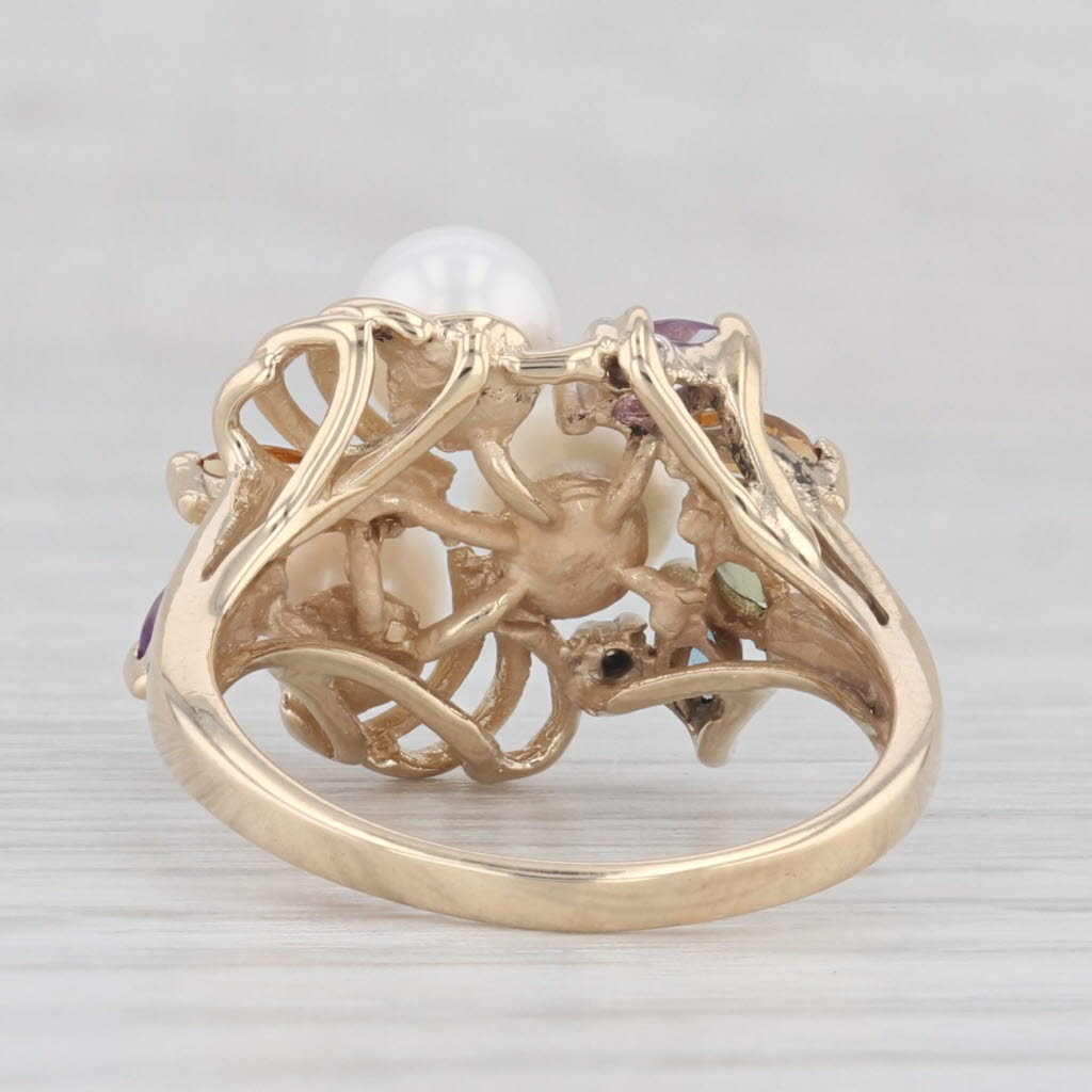 Light Gray 0.41ctw Pearl Amethyst Citine Peridot Topaz 10k Yellow Gold Ring Size 6.25