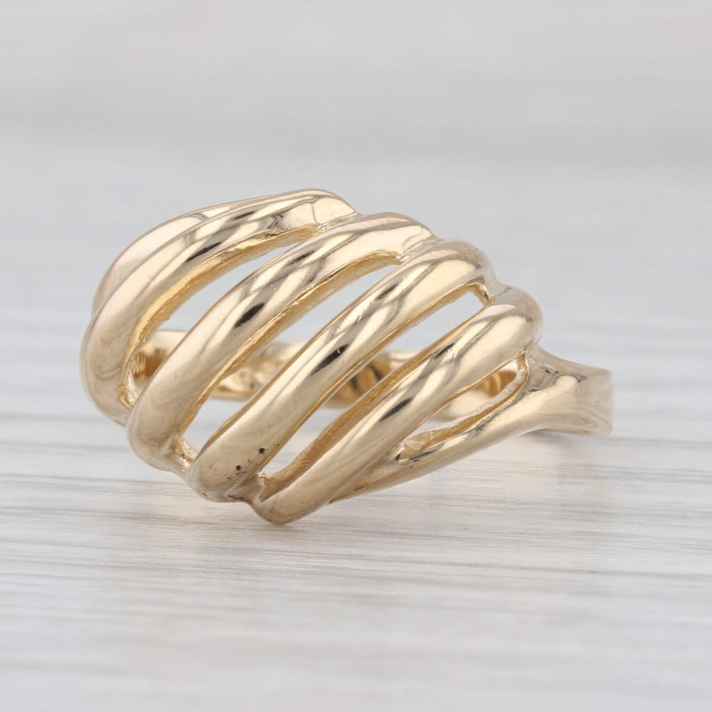 Scalloped Openwork Croissant Ring 14k Yellow Gold Size 9.25