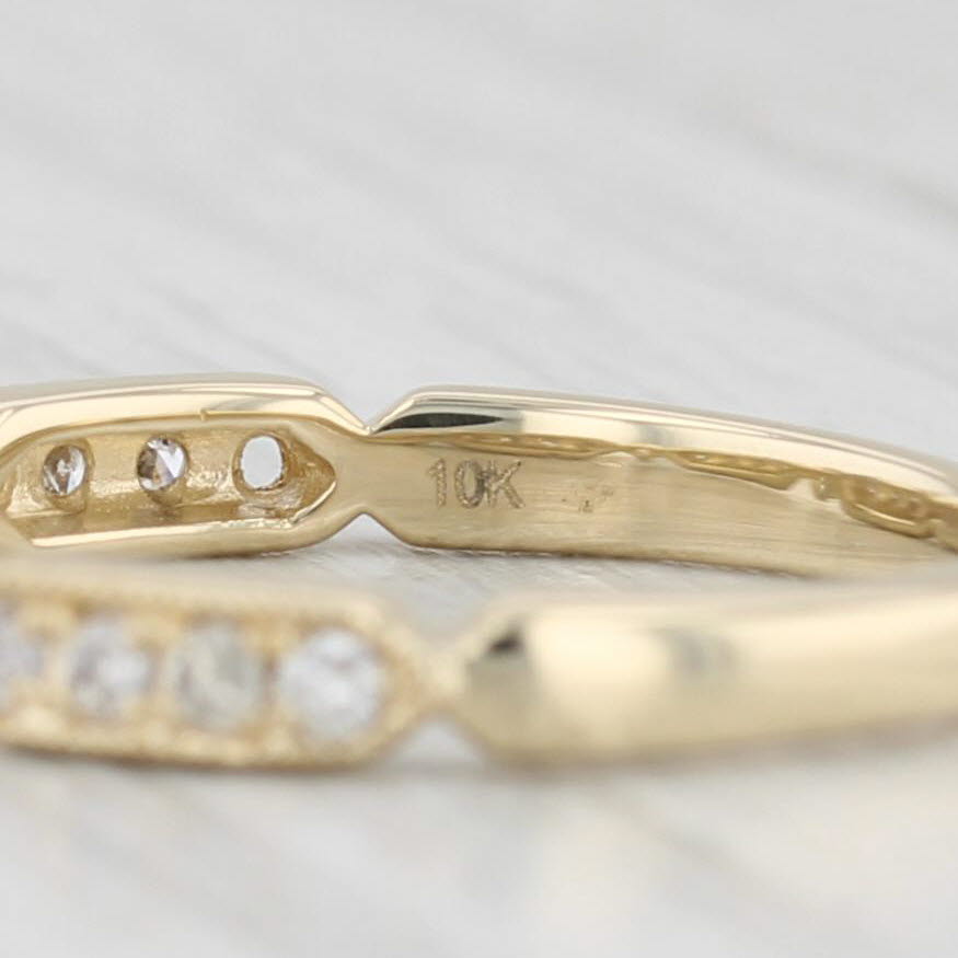 Light Gray 0.18ctw Diamond Wedding Band 10k Yellow Gold Size 5 Stackable Ring