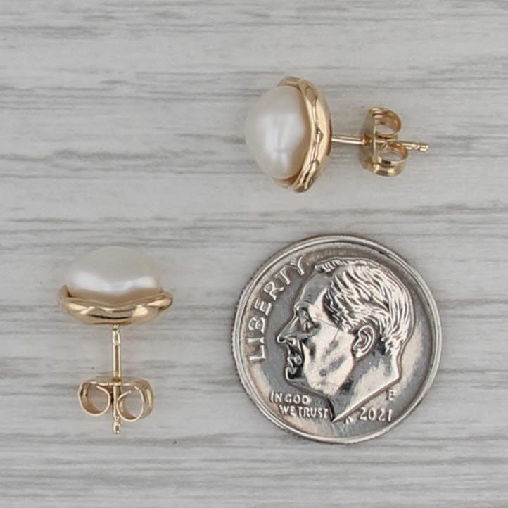 Baroque Cultured Pearl Stud Earrings 14k Yellow Gold Studs