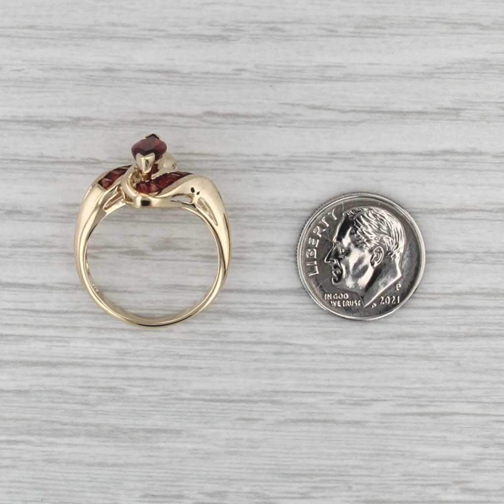 1.44ctw Marquise Garnet Bypass Ring 10k Yellow Gold Size 8