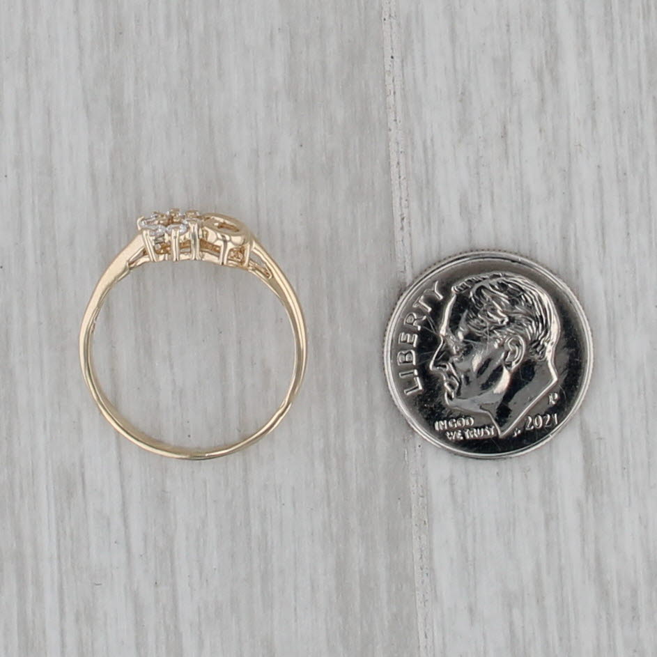 Cubic Zirconia Open Heart Ring 10k Yellow Gold Size 6.75