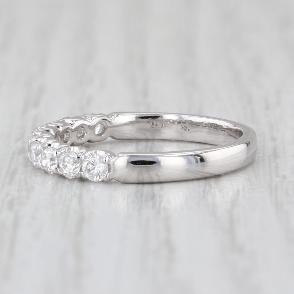 0.61ctw Diamond Wedding Anniversary Band 14k White Gold Stackable Sz 8-8.25 Ring