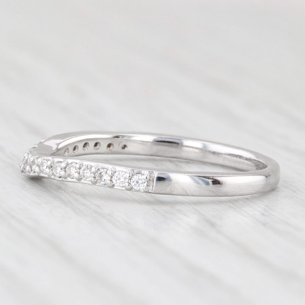 Light Gray 0.14ctw Diamond Wedding Band 14k White Gold Size 5.5 Stackable Ring
