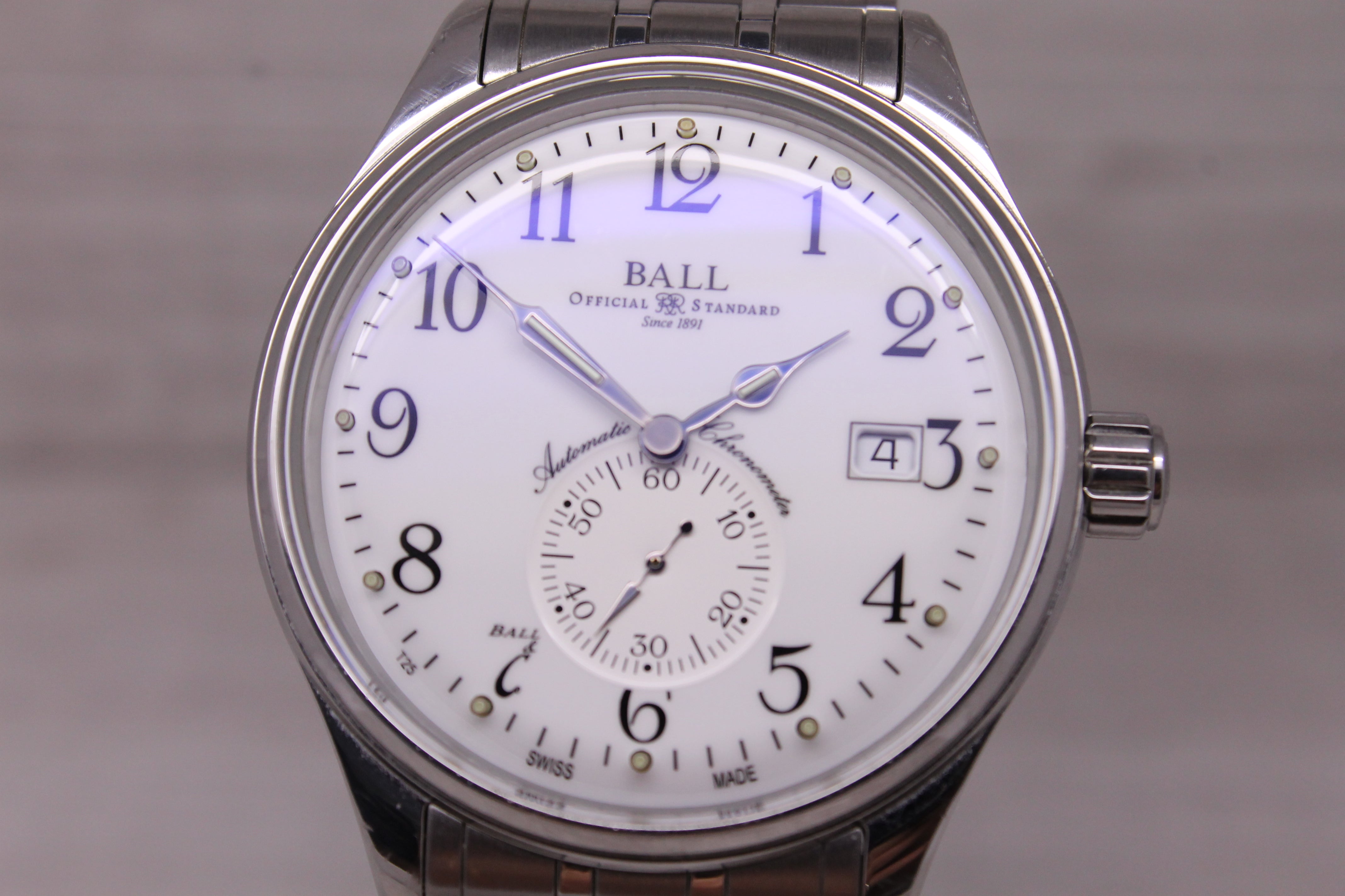 Ball Trainmaster 40mm Steel Automatic Watch Swiss Date NM3888D w/ Box Tag & More