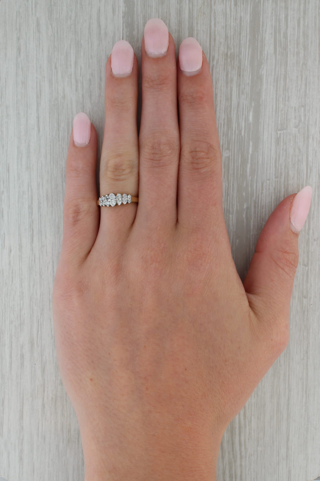 Rosy Brown 0.44ctw Diamond Tiered Pyramid Ring 14k Yellow Gold Size 6 Stackable