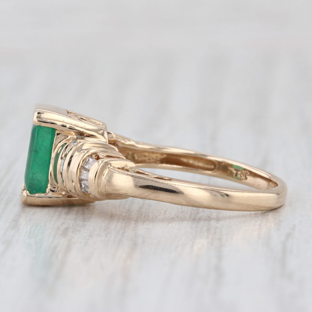 1.57ctw Emerald Diamond Ring 14k Yellow Gold Size 6.75 Engagement
