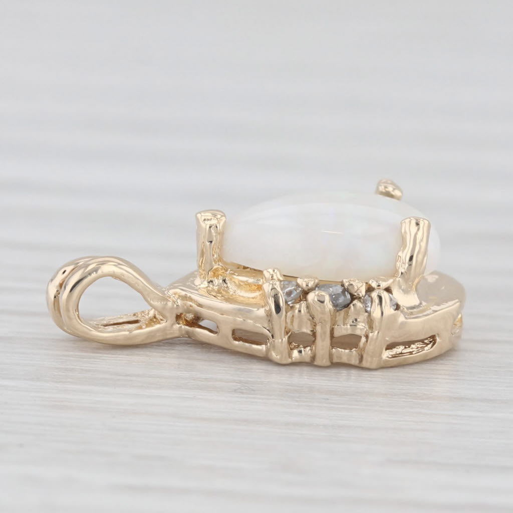 Light Gray Opal Diamond Teardrop Pendant 14k Yellow Gold