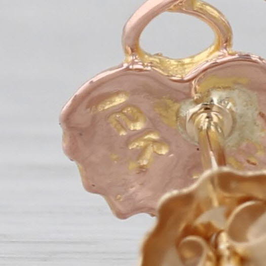 Stamper Black Hills Gold Leaf Stud Earrings 12k Yellow Rose Gold Floral Studs