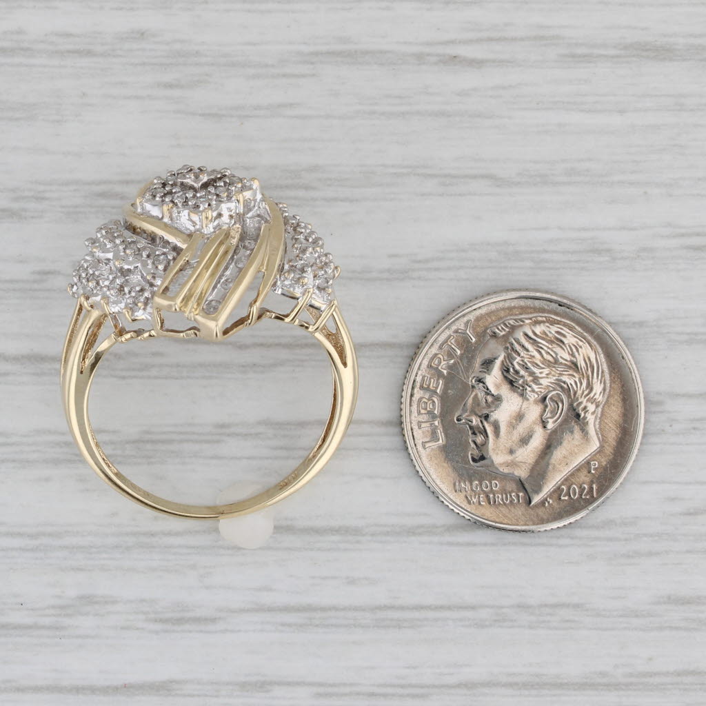 Gray 0.15ctw Diamond Cluster Swirl Ring 10k Yellow Gold Size 8.25
