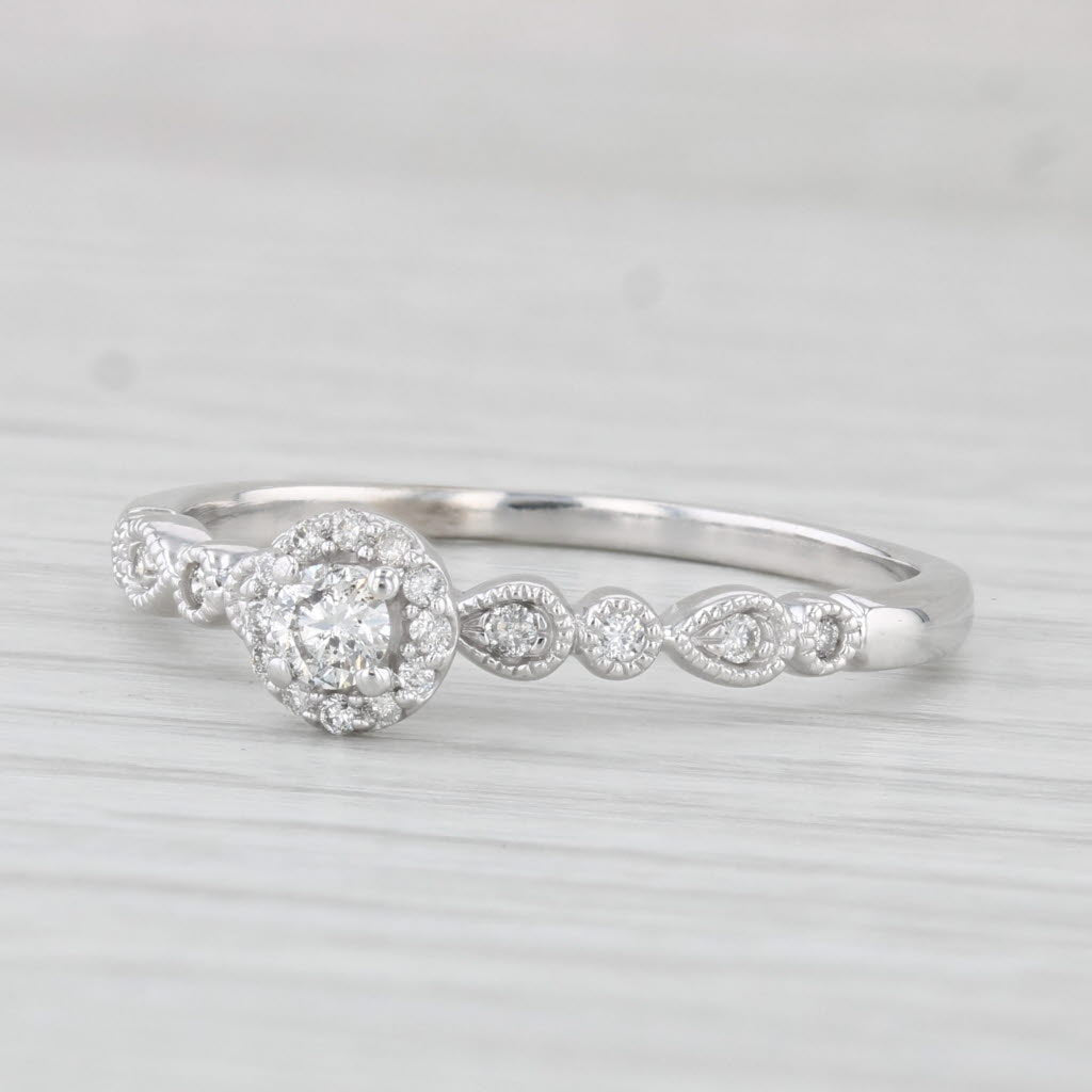 Light Gray 0.30ctw Round Diamond Halo Engagement Ring 10k White Gold Size 10