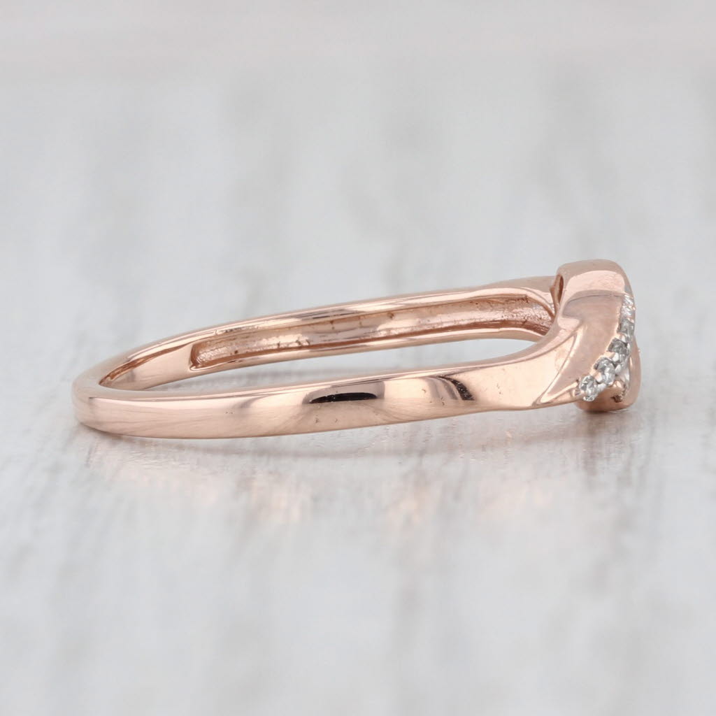 0.12ctw Diamond Bypass Ring 10k Rose Gold Size 6.75 Stackable